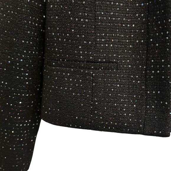 Nine West Iridescent Sparkle Open Front Cropped Blazer Jacket Sz 4 NYE Metallic - Picture 3 of 5